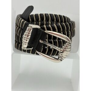 Vintage Tommy Bahama Black Braided Leather Belt Size 40 - Made in Spain with Cor